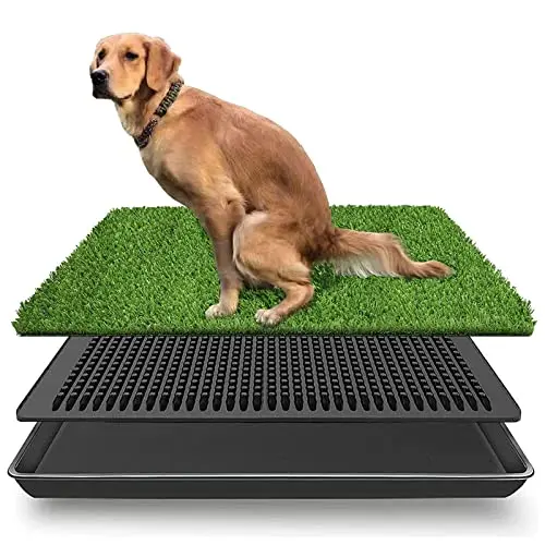 LOMANTOWN dog grass pad with tray on small balcony