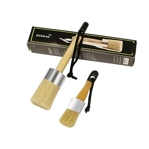 Coltree two-piece chalk paint brush set with brown handles