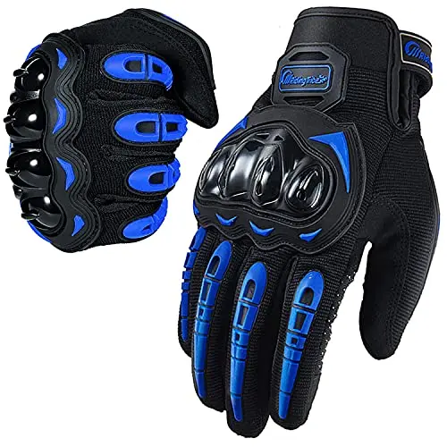 Full Finger Touchscreen Motocross Gloves (Blue, Medium)