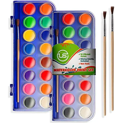 Ultimate Stationery 2-pack of 16-color washable watercolor sets