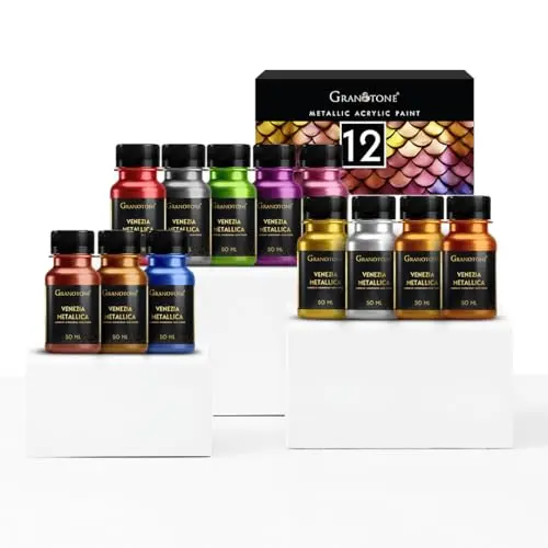 GRANOTONE Acrylic Venezia Metallic Colour set with 12 shades