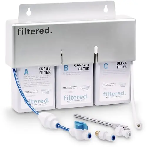 filtered. universal inline water filtration system for refrigerators
