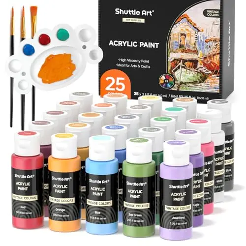 Shuttle Art 25 vintage colors acrylic paint set for ceramic painting