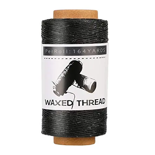 JUPEAN black waxed leather sewing thread spool
