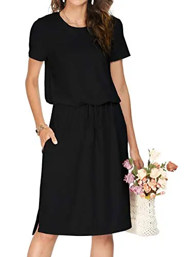 Adjustable Waist Casual Knee Dress