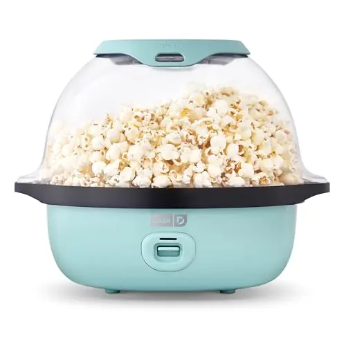 DASH SmartStore deluxe stirring popcorn maker in aqua