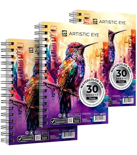 ARTISTIC EYE spiral-bound watercolor pads in a pack of three