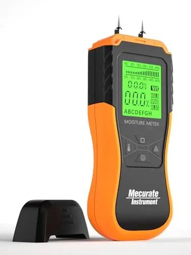 Mecurate orange digital moisture meter with backlit display