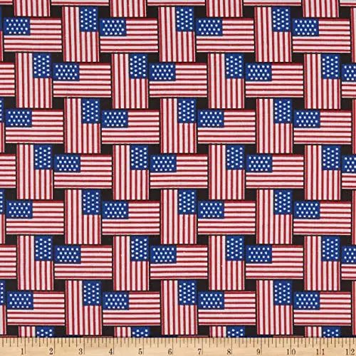 Cotton quilting fabric with American flag print for crafts