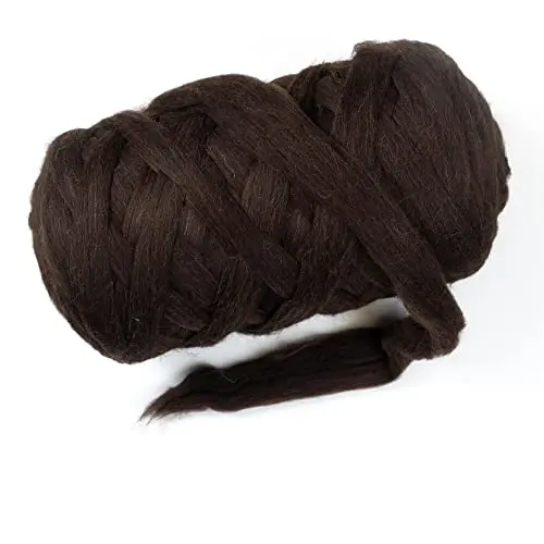 Kondoos Natural Wool Bulky Chunky Yarn Roving in Dark Chocolate color