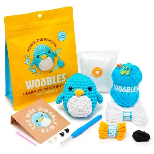 The Woobles Pierre the Penguin crochet kit with easy peasy yarn and video tutorials