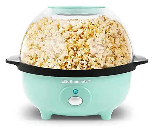 Elite Gourmet automatic stirring popcorn popper in mint color
