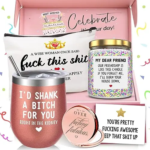 Rose Gold Tumbler Set with Candle & Accessories