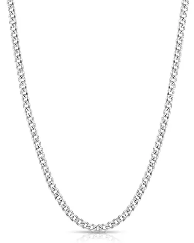 Fiusem silver plated cuban link chain necklace for men
