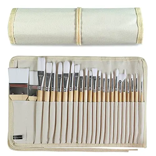 KEVIN&SASA CRAFTS 24-piece paint brush set with canvas case for oil painting