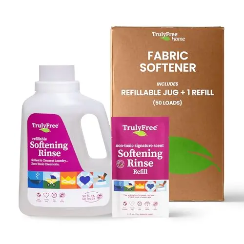 Truly Free fabric softening conditioner bottle with refillable design