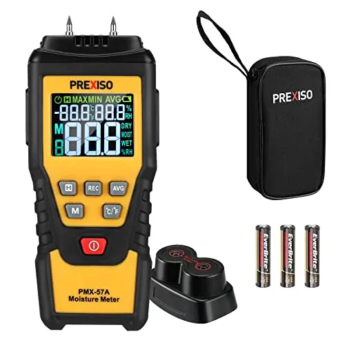 PREXISO moisture meter with pin-type probes and digital display