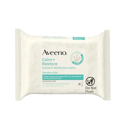Aveeno Calm + Restore makeup remover wipes packaging