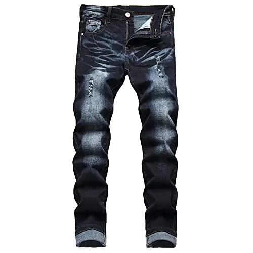 Trendy Slim Straight Cut, Distressed Style