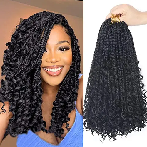 DIHA Goddess Bohemian box braids crochet hair with curly ends for added volume