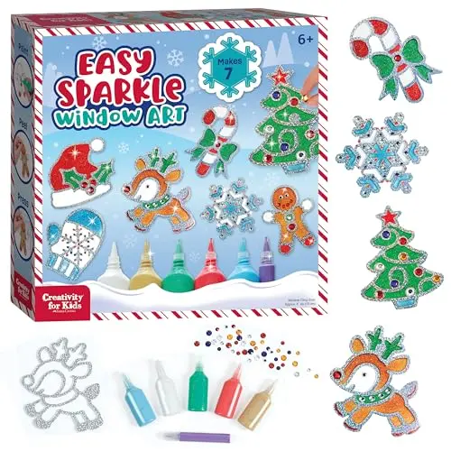 Creativity for Kids holiday window art craft kit with sparkle designs