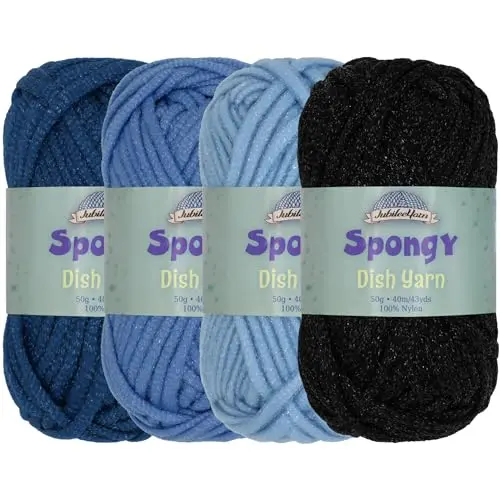 JubileeYarn Spongy Dish chunky nylon yarn in blue shades