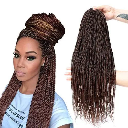 NAYOO Senegalese Twist crochet hair with straight ends and hot water setting capability