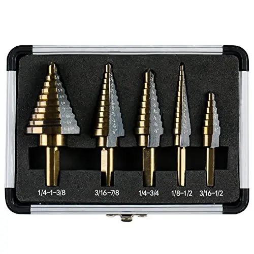 IRONANT 5-piece step drill bit set for sheet metal drilling