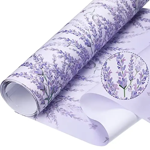 Gersoniel lavender scented drawer liners with purple flower pattern