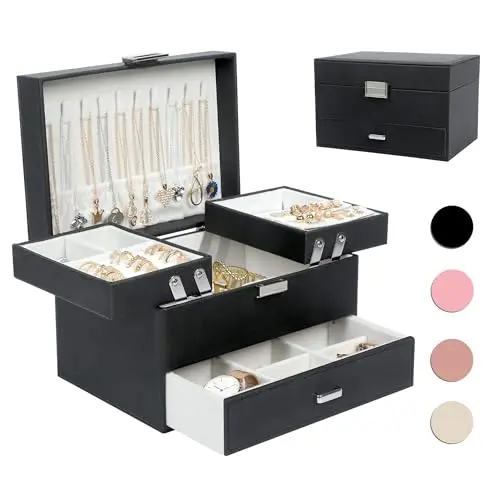 3-Layer Black Organizer for Women & Girls