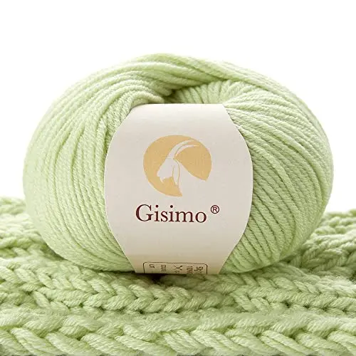 Gisimo 100% merino wool yarn in tender green color