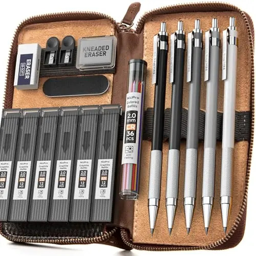 Premium 2mm leads & leather art case
