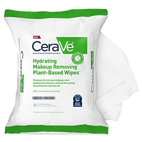 CeraVe Makeup Remover Wipes package showing plant-based cloth