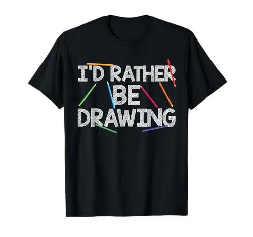Cool Drawing Art T-Shirt with sketching and art supplies design