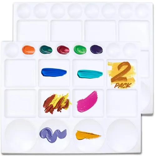 DUGATO 2-pack large plastic paint palette trays with 20 wells each