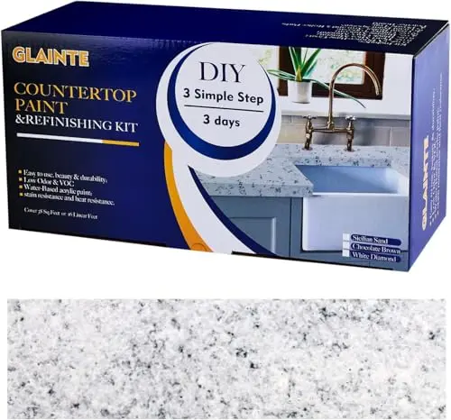 GLAINTE Granite Countertop Paint Kit showing white diamond pattern