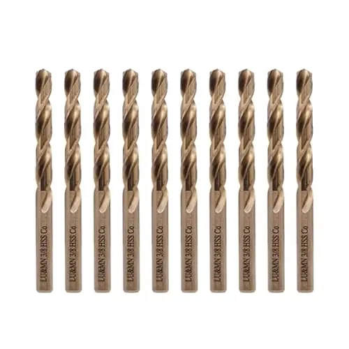 LU&MN 10-pack M35 cobalt drill bits for stainless steel and cast iron