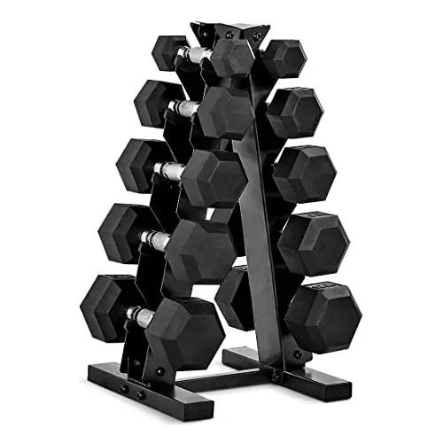 Hex Dumbbell Set with Vertical Rack
