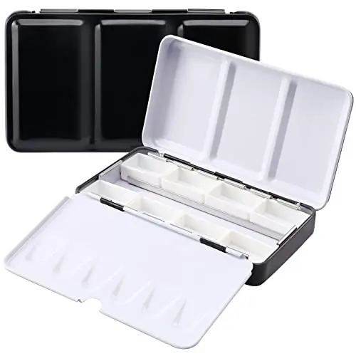 LOONENG metal watercolor tin palette with fold-out palettes and empty pans
