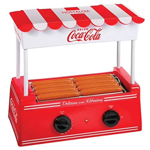 Countertop roller for 8 hot dogs, bun warmer included