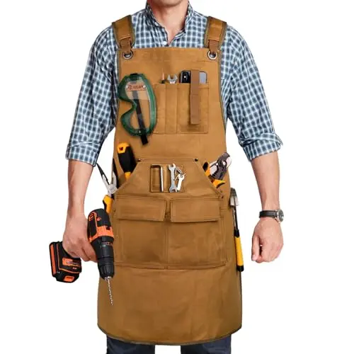 UUP heavy-duty woodworking apron with magnetic pocket and adjustable straps