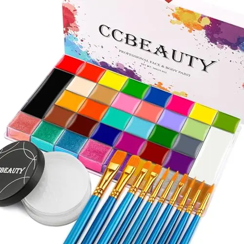 CCbeauty 36 color face paint palette with UV neon shades