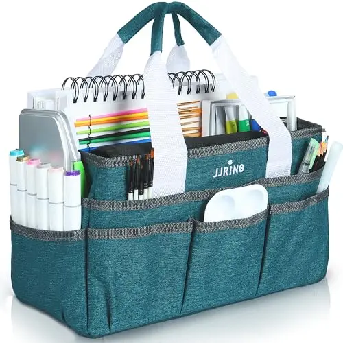 JJRING compact craft organizer tote bag with multiple pockets
