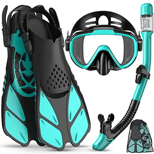 Anti-Fog Mask, Fins, Dry-Top Snorkel, Travel Bag