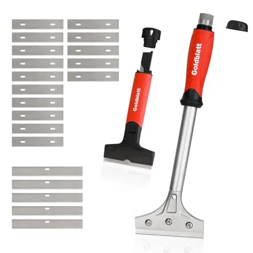 Goldblatt 2-piece glass scraper set with long handle and replacement blades