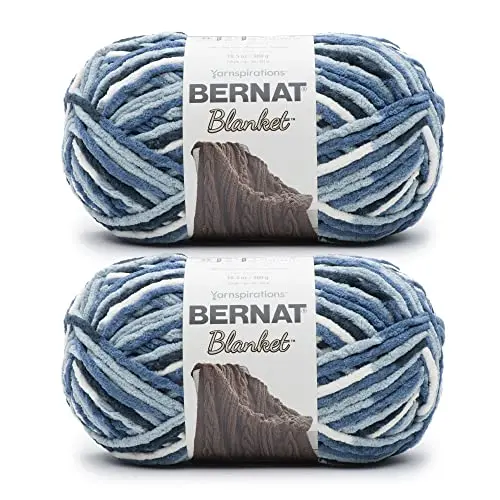 Bernat Blanket Faded Blues yarn in super bulky weight