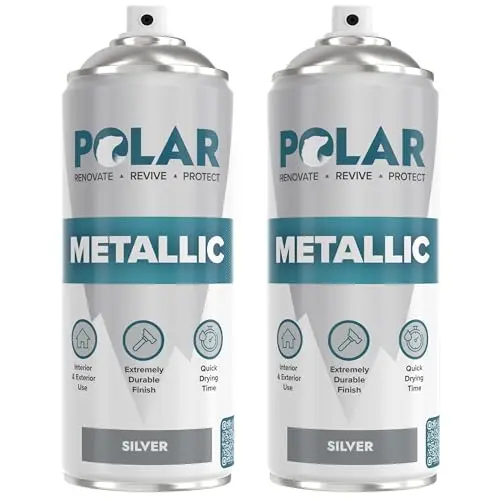 Polar Metallic Silver spray paint can in metallic silver