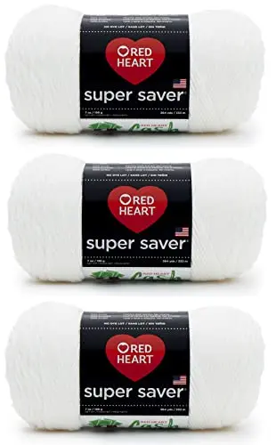 Red Heart Super Saver White Yarn skeins showing solid color