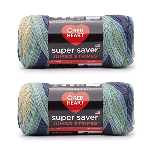 Red Heart Super Saver Jumbo Sutherland Stripe Yarn showing striped color pattern
