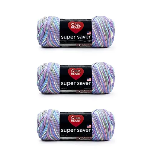 Red Heart Super Saver Monet Yarn with variegated color blending